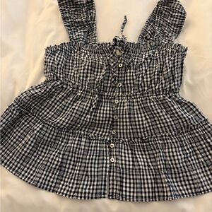 Rewind Navy and White Checkered Top